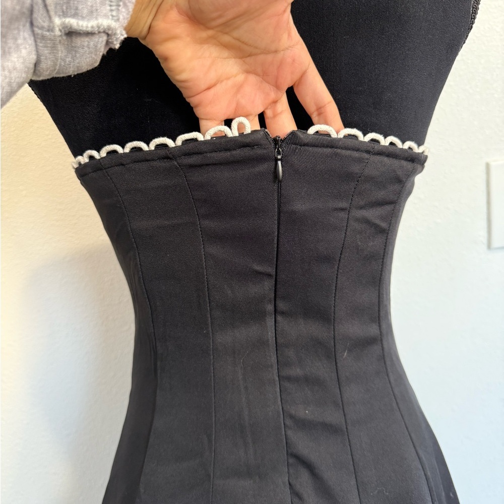 Musera Strapless Black & White Fit-and-Flare Dress | Size Small - Picture 5 of 9
